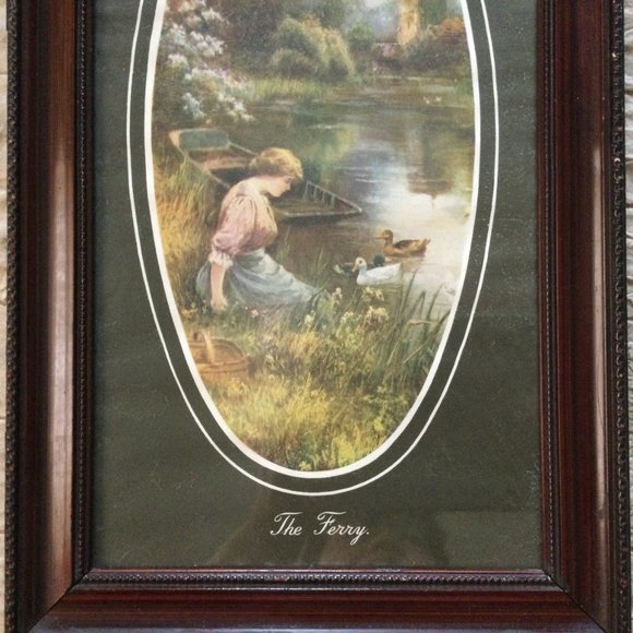 vintage print the ferry in a vintage frame wall art wall decor woman boat duck - Picture 4 of 5